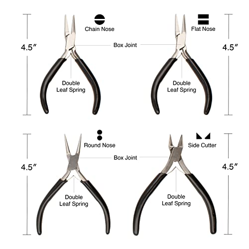 The Beadsmith Slim Line Pliers Set, Extra Fine Tips, 4.5 Inches, 4-Pieces: Round Nose, Chain Nose - Image 3