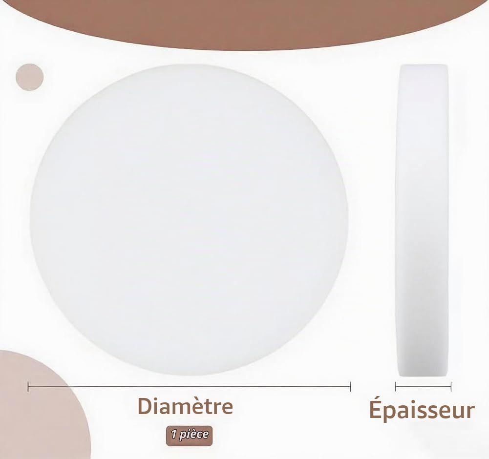 HEADBOARD Coussin en mousse haute densité de 5 cm d’épaisseur et 168 cm de diamètre, insert rond pour tete de lit, coussin ferme pour rembourrage circulaire pour lit de jour, canapé, chaise longue d