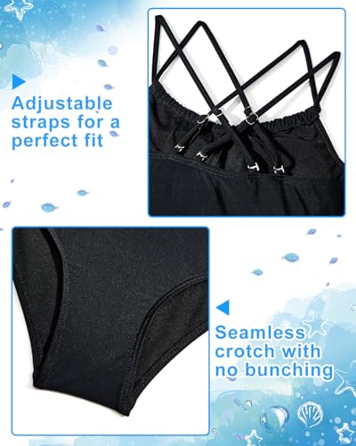 Image of Girls One Piece Swimsuits Teens Bathing Suits Teen Swimsuits Quick Dry Halter Crossback Beach Sport UPF 50 Kids Swimwear