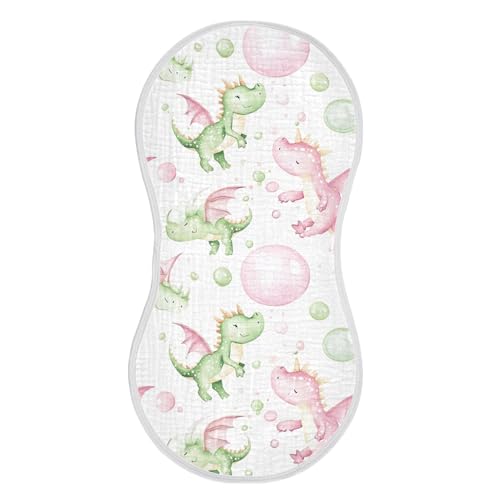 xigua Cute Bubbles and Dragons Baby Burp Cloths for Newborn Boys and Girls 2 Pack, Soft & Absorbent Cotton Baby Burp Cloth, Baby Washcloths, Newborn Towel, Burp Rags