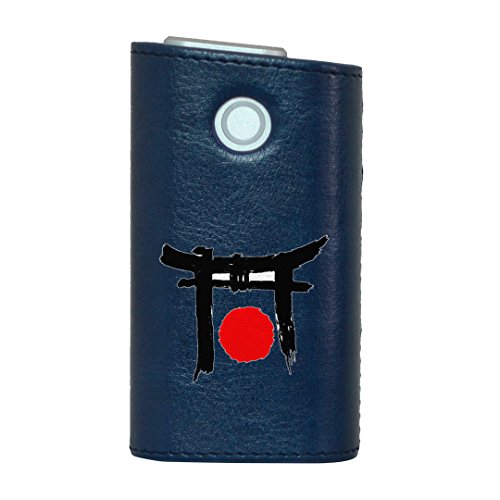 glo グロー グロウ 専用 レザーケース レザーカバー タバコ ケース カバー 合皮 ハードケース カバー 収納 デザイン 革 皮 BLUE ブルー ユニーク 日本 鳥居 000960