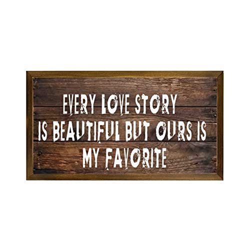 Panneau décoratif Every Love Story plaque en bois rustique 30,5 x 55,9 cm pour maison