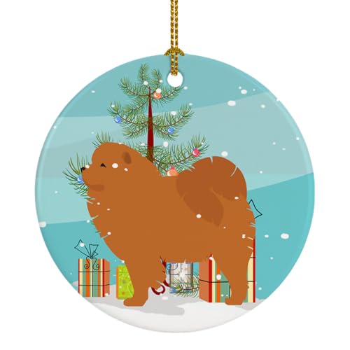 Caroline's Treasures Chow Chow Merry Christmas Tree Ceramic Ornament Christmas Tree Hanging Decorations for Home Christmas Holiday, Party, Gift, 3 in, Multicolor