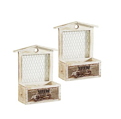 Dynamic24 2X Deko Holz Mini Pflanzschale Set Blumentopf Pflanzkasten...