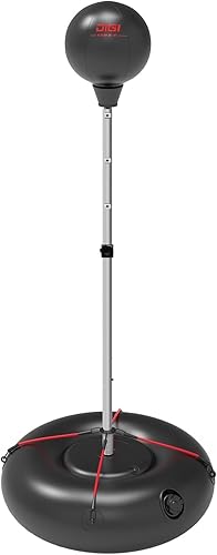 Miniatura 8 de Saco de boxeo con soporte para adultos y adolescentes, altura ajustable, bolsas de velocidad para boxeo con bomba de mano y 4 cordones elásticos,