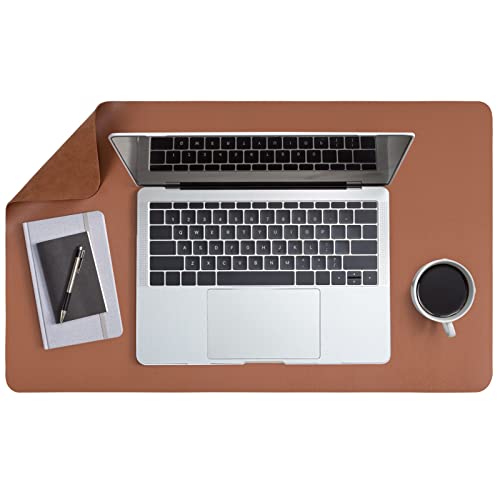 Cton Pu Leather Desk Pad Non-Slip Desk Mat Waterproof Desk Protector Ultra Smooth Desk Blotter For Gaming Office Work Home (Brown, 23.6’’ X 13.8’’) #TOP10