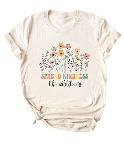 Spread Kindness Like Wildflower T-Shirt Women Casual Inspirational Teacher Be Kind Shirt Plant Lover Tee Tops2