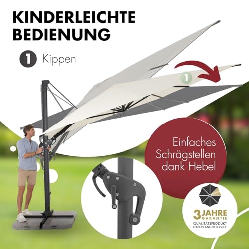 Doppler Sonnenschirm Pendelschirm Jack 400×300 cm Natur für Terrasse