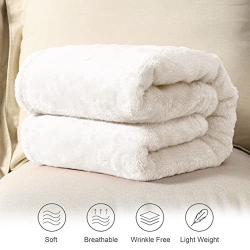 Whale Flotilla Plush Faux Fur Throw Blanket For All Seasons, Super Soft Breathable Fluffy Fleece Blanket For Couch/Sofa/Camping/Travel, Extra Large And Lightweight, 50X70 Inch, Cream White #TOP2