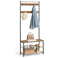 VASAGLE Coat Rack, Hall Tree with Shoe Storage Bench, Entryway Bench