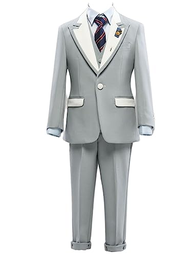 Costume trois pièces garçon à un bouton avec smoking à revers classique