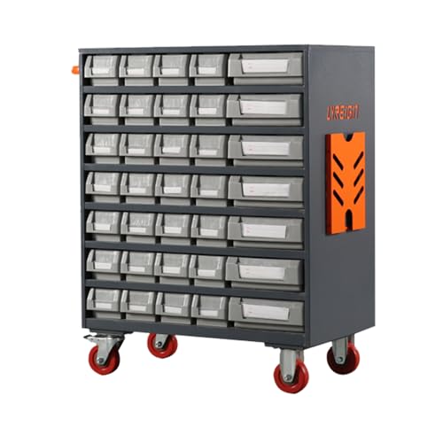 LYREIGN CNC Tools Consumables Parts Divider Cabinet with Wheels, Cutting Tool Organizers Provide Storage Chest, Cold Rolled Steel Tool Box Storage Organizer