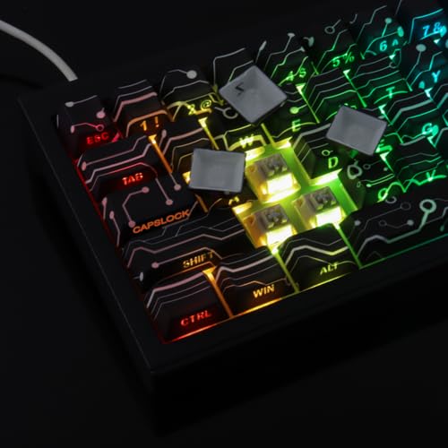 Tsungup Custom PBT Keycaps,135 Keys Shine Through Cool Modern Technology Style Theme Side Printed Keycap Set,Cherry Profile Keyboard Key caps for Cherry MX Switches Mechanical Keyboards(Black) - Thumbnail 7