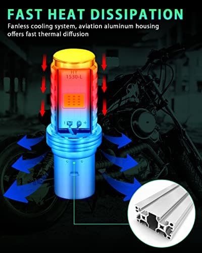 Grandview BA20D LED Bulbs, 2pcs White BA20D Motorcycle Front Headlight Bulbs, H616 High/Low Beam COB Motorcycle LED Headlight Bulbs (DC 9-80V)