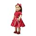 18 Inch Doll Clothes (Red Lace Holiday Dress with Matching Red Dress Shoes and Headband) Fits 18" American Girl Dolls