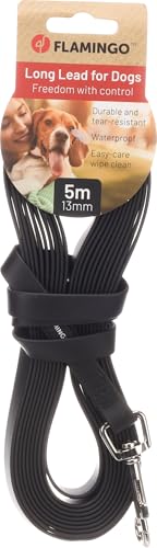 Flamingo Dog Training and tracking leash Caspar Black 5m 13mm, 16.4 feet - Image 2