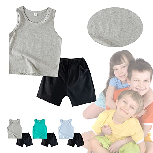 Toddler Kids Tracksuit Outfits Summer Baby Boy Girl Clothes Cotton Outfits Solid Sleeveless Tank Baby Girl Fall Outfits2