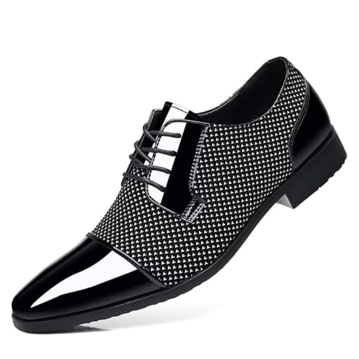 Sapato social masculino Oxford clássico cadarço formal couro envernizado smoking sapatos negócios casamento Derby casual moda branco, Preto/branco, 42