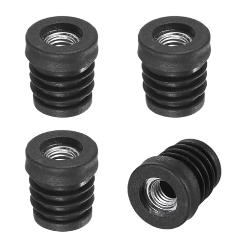 M METERXITY 4-Pack Inserts for Round Tubes with M8 Thread, 3/4" (19mm) OD Plastic Tube Insert for Chair/Table/Caster, Tubing End Cap Floor Protectors Metal Furniture Legs Glide Plug