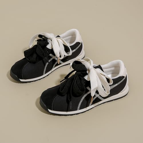 Patchwork Casual Lace Up Non - Slip Walking Shoes for Women. Comfortable Tennis Running Shoes, Womens Fashion Sneakers (Cream Color,7)3