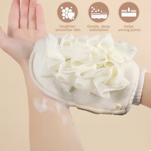 Exfoliating Mitt Body Scrub Exfoliator, Double-Sided Exfoliating Glove, Double-Sided Loofah Sponge Exfoliating Mitt, Bath Mitt for Women, Deep Clean Shower Glove for Skin Cleaning - Image 5