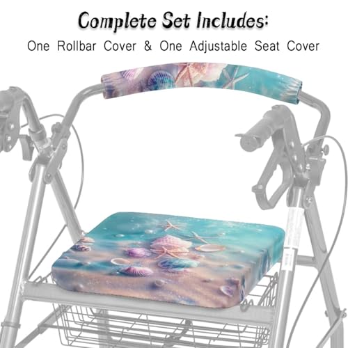 Image of Seashell Rollator Accessories Soft Rollator Walker Seat and Backrest Covers Universal Soft Walkers Seat Covers for Seniors Women Men