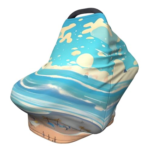XZDHYZ Beach cartoon Versatile full-print Stroller Chair Cover/Nursing Cover, specially designed for your baby, Black