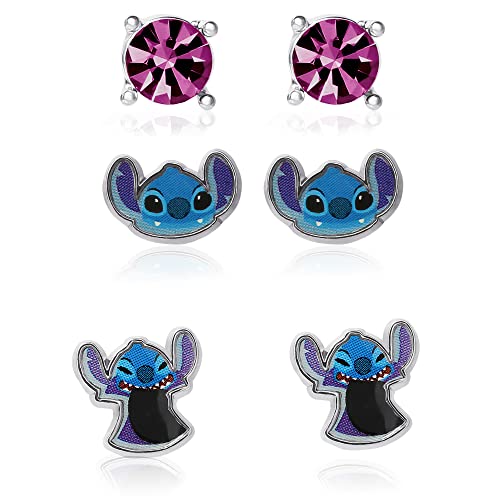 Disney Lilo and Stitch Fashion Earring Set 3 Pairs Stud Earrings - Officially Licensed