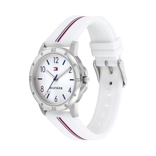 Reloj Tommy Hilfiger niña correa silicona blanca esfera plateada cuarzo 3 manecillas 1720014 2