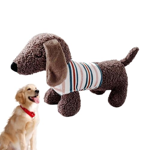 Giocattolo del cane che scricchiola animale di peluche, peluche del cane acceso,Giocattoli lenitivi per masticare aggressivi - Strumento di gioco del cucciolo di forma del bassotto per bisatori