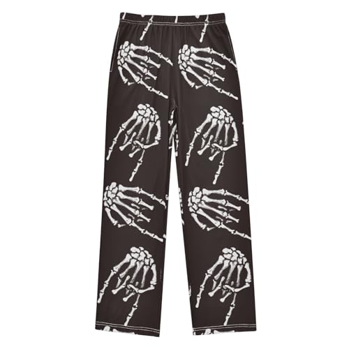 Skeleton Hand Rock Sign Boys Pants for Kids Jogger Pants with Pockets S-XL