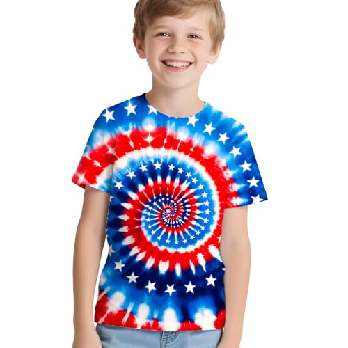 Image of Kids Neon Tie Dye Shirt for Boys Girls Tie-Dye T-Shirt Hippes Tshirt Senior Children Tee Size 6-16 Years Age