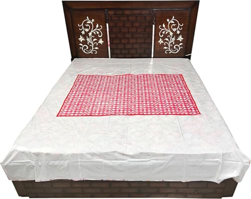 Image of Waterproof PVC Plastic Mattress Protector Double Bed Flat Bedsheet with Elastic for Babies Girls & Boys (Pink Goodday)