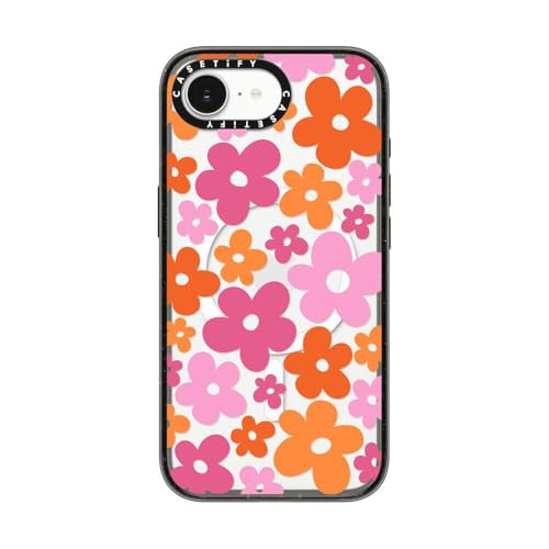 Coque iPhone 16e MagSafe antichoc CASETiFY fleurs noires