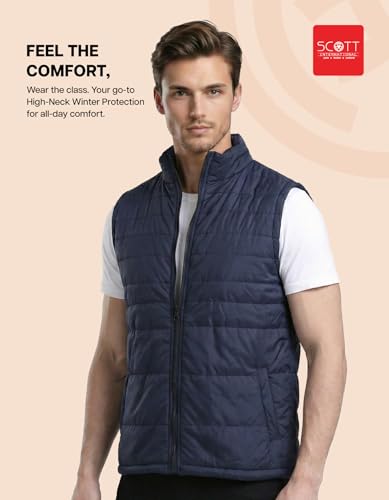 Image of Scott International Winter Puffer Jacket | Sleeveless Water Repellent Quilted Padded | Lightweight Winter Wear | Mens Jacket | Men's Polyester Sleeveless with Pocket | Jackets for Men Stylish