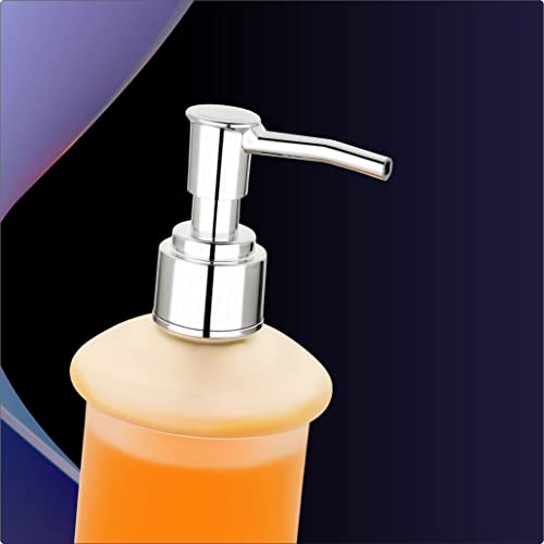 Image of Premium Wall Mounted Liquid Soap Dispenser - 304 Stainless Steel Holder with Frosted Glass Bottle | Rust-Proof Hand Wash Pump for Bathroom, Kitchen, & Wash Basin (Round 2910)