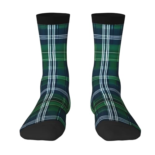 Yyoretp Adult Blue Scottish Tartan Print Colorful mid length socks with man and woman for Everyday Wear,Casual,sports