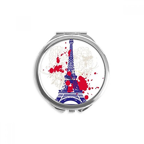 Miroir rond de poche Tour Eiffel Paris accessoire maquillage portable rétro multicolore