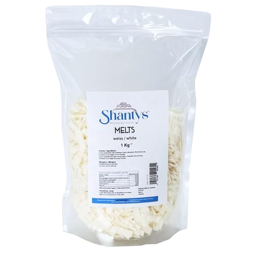 Shantys Melts Weiss 1 kg schmelzbare Fettglasur für Backen & Dekorieren Cake Pop Glasur und Überzug