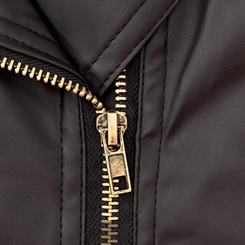 Image of Toddler Baby Boy Girl PU Faux Leather Coat Cool Lapel Oblique Zipper Jackets Spring Fall Winter Outerwear