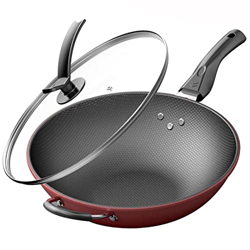 BAILR Wok Sarten Multifunción, Wok Sartenes Antiadherente y Mango Ergonómico, Facil De Mantener Wok Chino Apto Todas Las Cocinas, Vitroceramica, Gas, Lavavajillas (A 32cm)