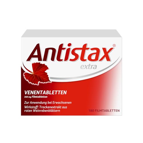 Antistax extra Venentabletten, Filmtablette 360 mg, 180 Stück, mit der medizinischen Kraft des Roten Weinlaubs, bei schweren & geschwollenen Beinen, nächtlichen Wadenkrämpfen, Venenschwäche