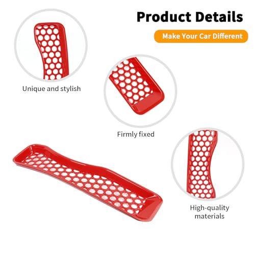 Image of Hoolcar Front Grill Insert Cover Trim Kit Compatible with Jeep Wrangler JL JLU 2018-2024 2025 Front Honeycomb Grille Cover Guard Exterior Accessories, Red, 7 PCs, Basic Version