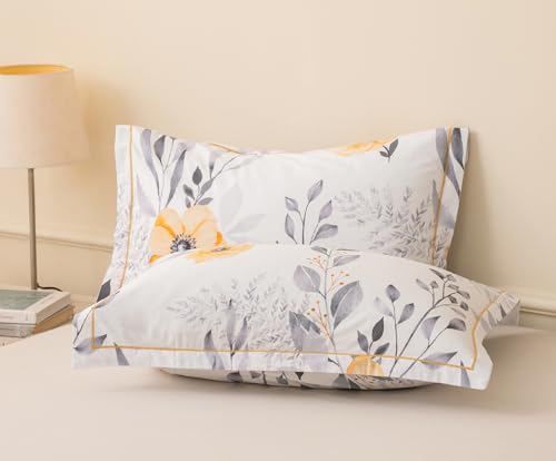 Image of SLEEPBELLA Queen Size Duvet Cover Set with Button Closure - Black and Yellow Botanical Luxury Bedding for a Comfortable Sleeping