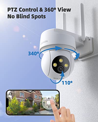image for 2K Security Cameras Outdoor, Codnida Pan Tilt Security Camera 360°Vie