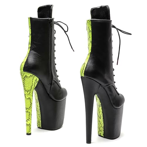WUXIN H&P Women's Exotic High Heel Pole Dance Ankle Boots Short Custom 8 Inch Sexy Platform Fashion Snake Pattern Lace-up Stiletto Round Toe Dress Shoes3