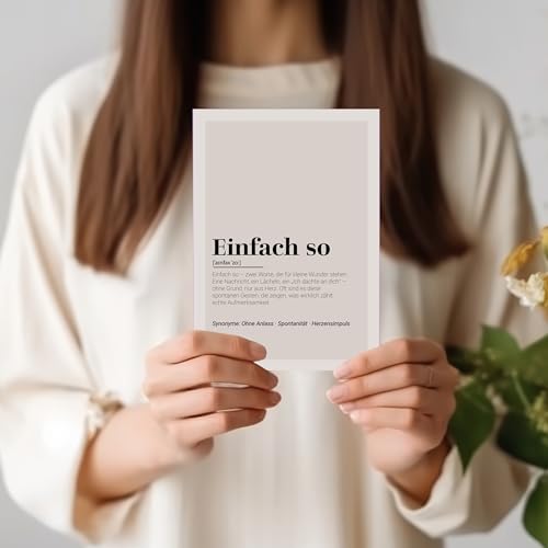 Einfach so Definition Klappkarte – Stilvolle Premium Karte | Hochwertige Glückwunschkarte | Originelle Geschenkidee | Handmade | 300g Papier | Grusskarte Inkl. Umschlag