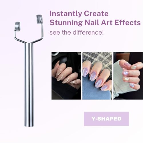 Image of 3-in-1 Cat's Eye Nail New Y-shaped Magnetic Rod for Cat's Eye Gel Multifunctional Double-ended Stainless Steel Magnet Portable for Salon Studio & Home Use (sliver)