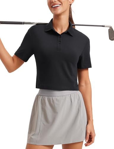 Amazon.com: CRZ YOGA Golf Crop Polo Shirts for Women 3 Button