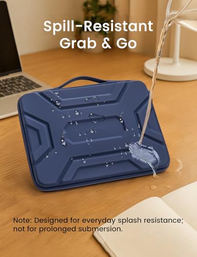 Image of DOMISO 17 inch Laptop Sleeve with Handle, Shockproof and Waterproof EVA Protective Laptop case, Laptop Sleeves for 17.3 inch HP Dell Asus Laptop, Dark Blue